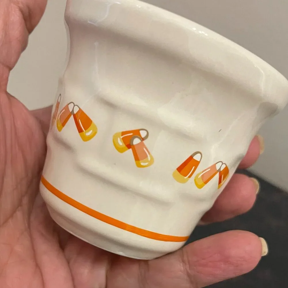 Candy Corn Votive Holders, Longaberger Pottery Woven Traditions